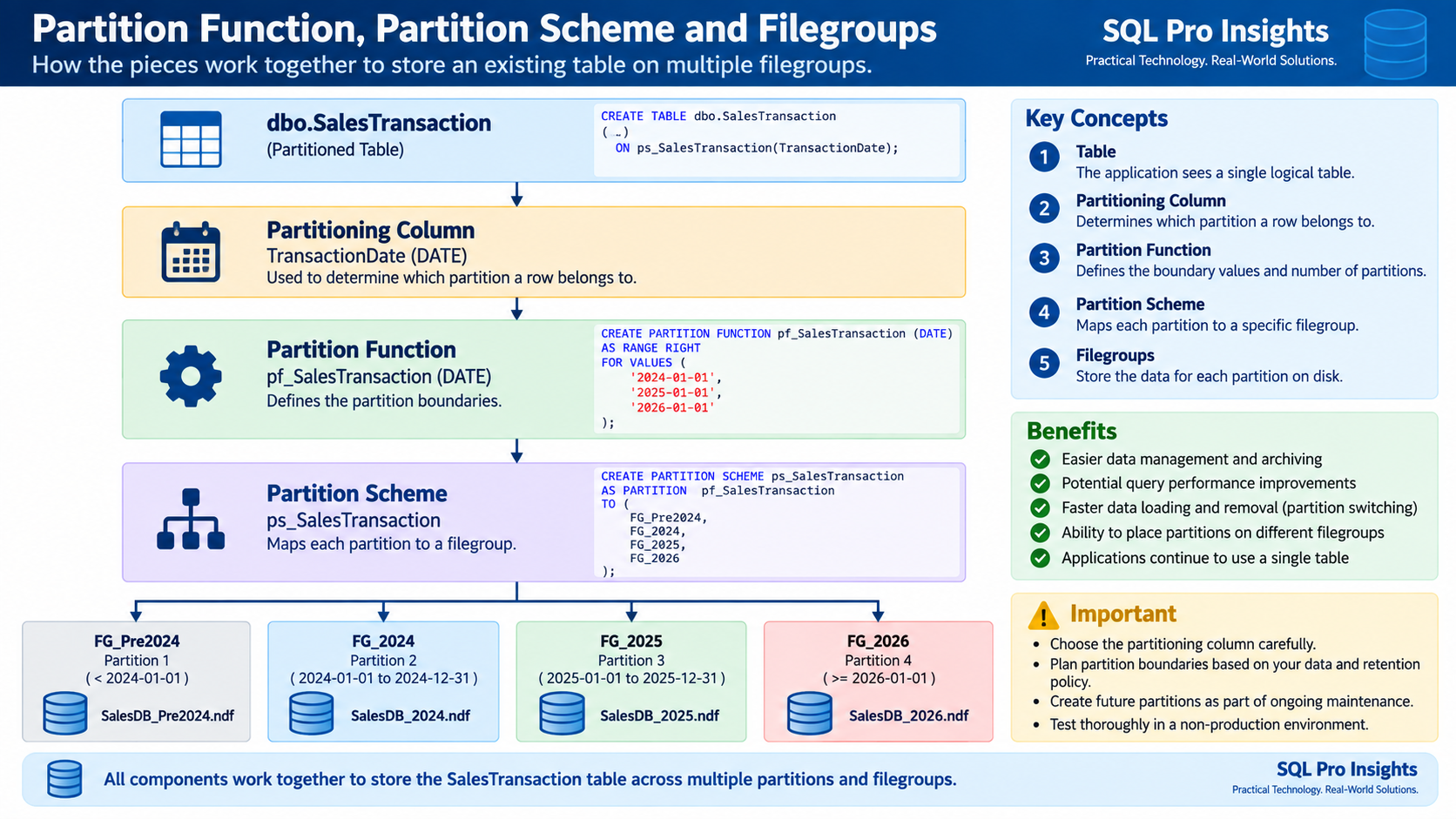 Partition function scheme and filegroups